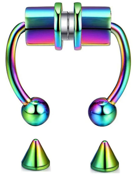 Magnetic Non Pierced Nose Ring Stainless Steel Horseshoe Hoop 2 Or 5 Pcs
