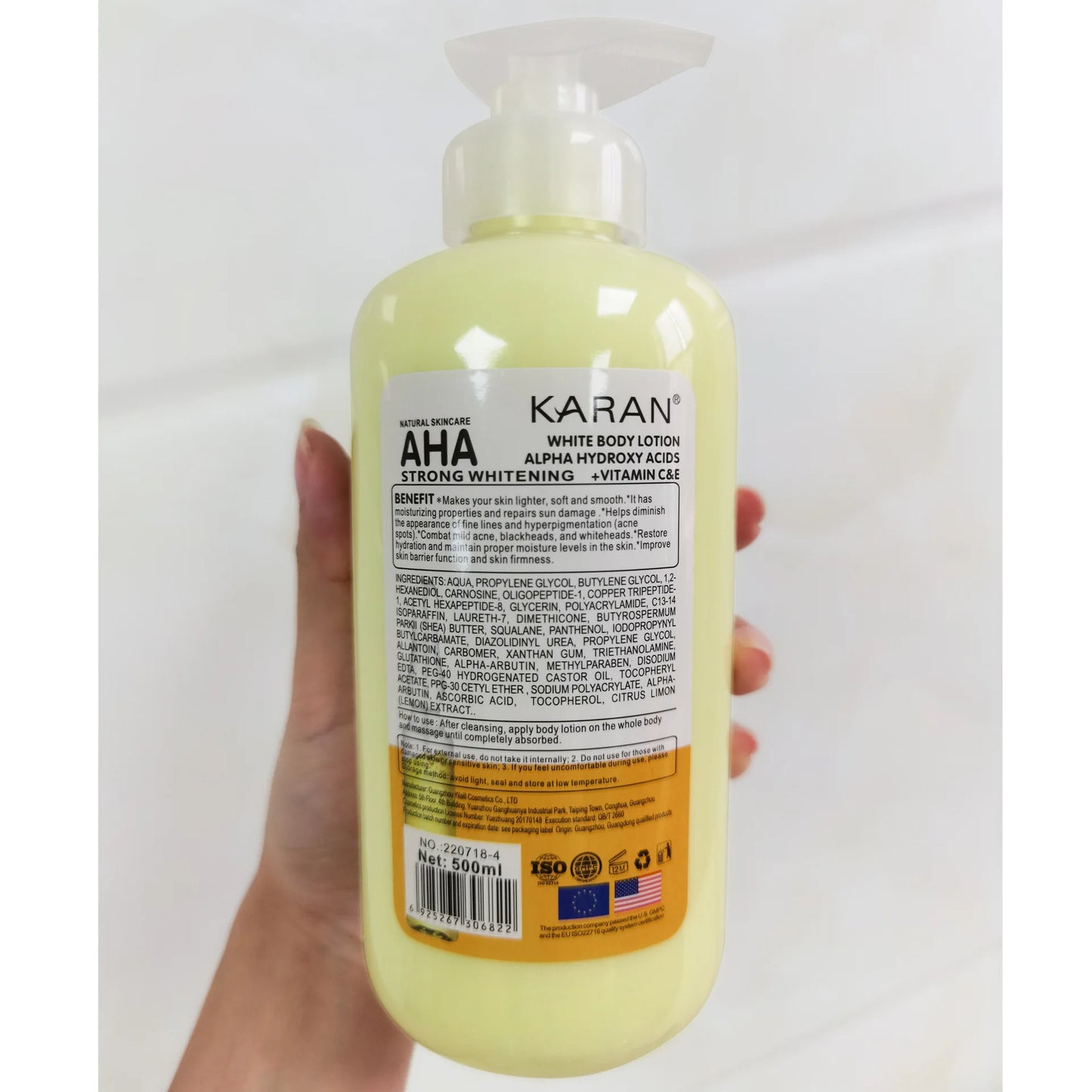 500ml Whitening Body Cream AHA Hydroxy Acids Vitamin C&E Moisturizing Lightening Body Lotion Remove Acne Marks Skin Care