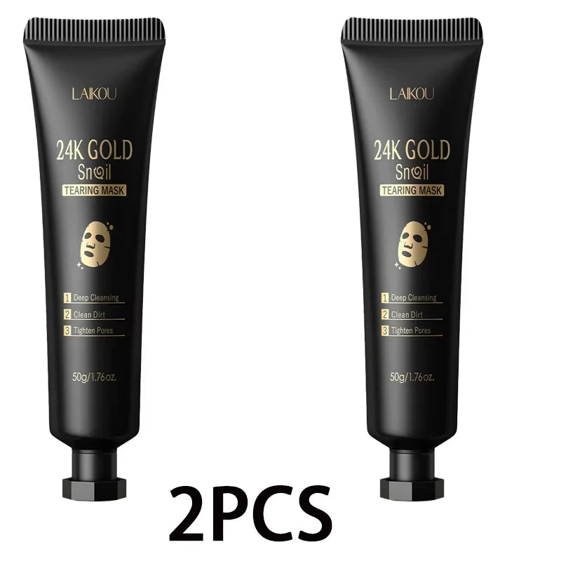 LAIKOU 24K Gold Snail Tear Off Mask, Deep Cleansing Pore Minimizing, Oil Control Blackhead Removal, Tightening Mask 50g