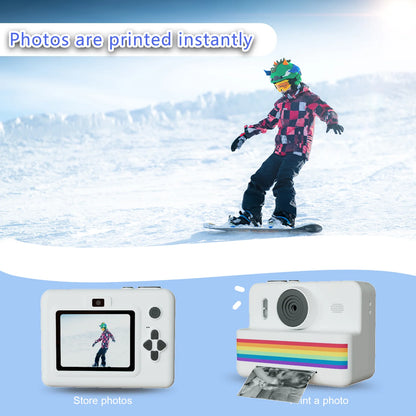 Kids Instant Camera with 32GB Memory Card & Color Pencil, Dual Cameras, Flashlight, the Perfect Gift for Boys and Girls.