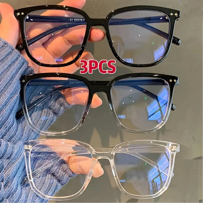 1/2/3 Pairs of Universal Fashion Glasses, Square-Framed Glasses, Fashionable Campus Style, Clear Black Frame, Back to School