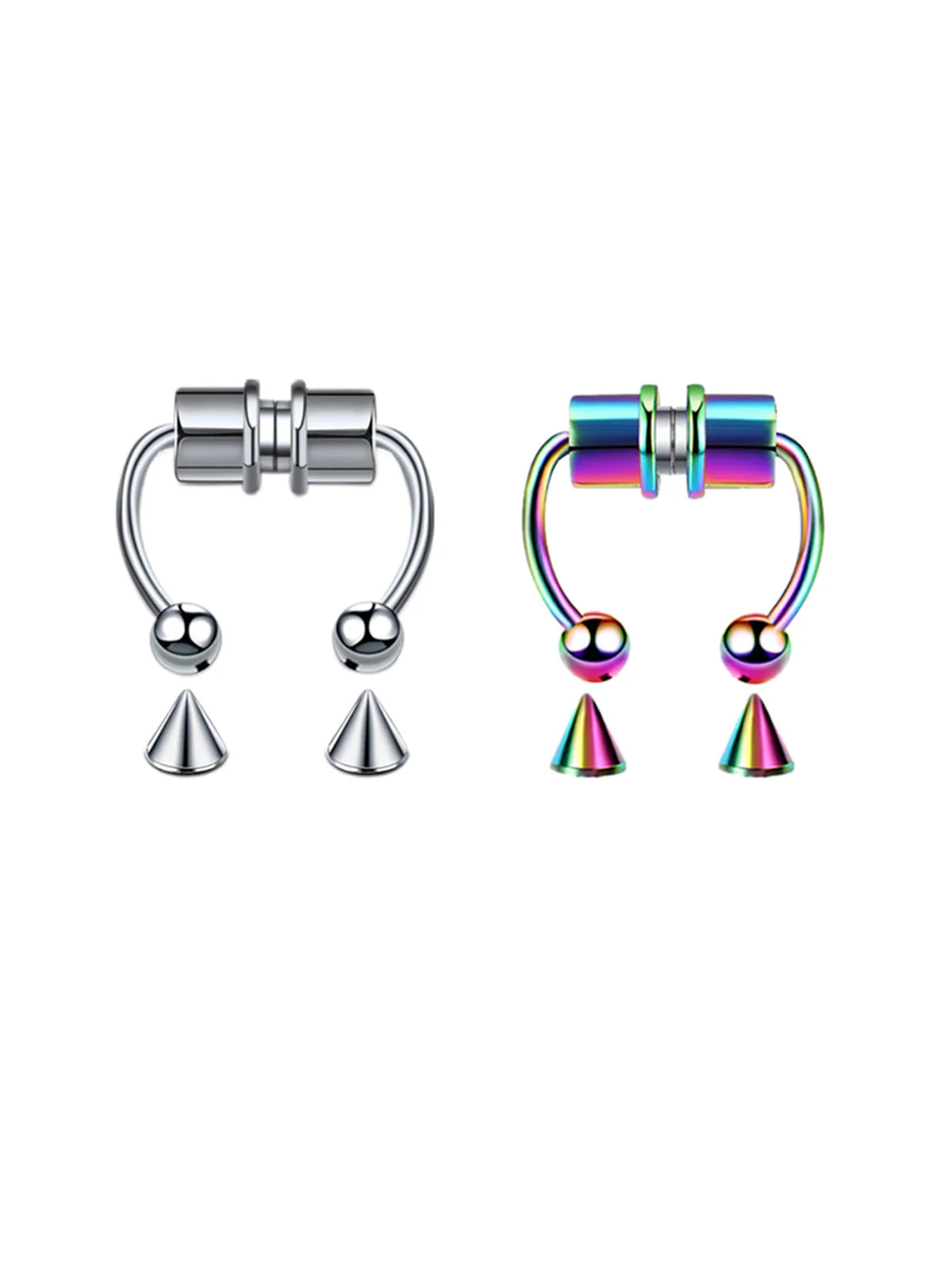 Magnetic Non Pierced Nose Ring Stainless Steel Horseshoe Hoop 2 Or 5 Pcs