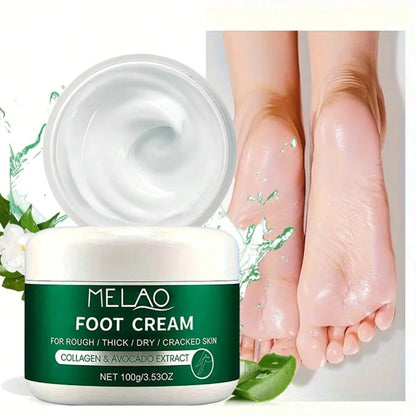 MELAO Collagen Foot Cream for Cracked Heels & Dead Skin -  Avocado Extract Formula Repairs Dry Feet, Softens Rough Skin
