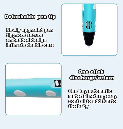 HOMEFISH Electronic 3D Printing Pen with 9M PLA Consumables High-Temperature 3D Graffiti Tool Intelligent Toy Gift