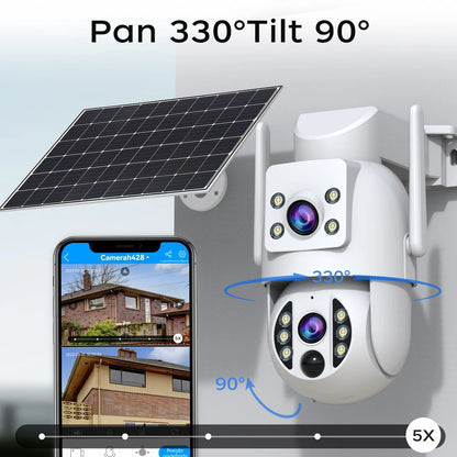 JOOAN 4K Solar Security Camera Wireless Outdoor Dual Lens Solar IP Camera PIR Human Detection Night Vision Battery CCTV Camera