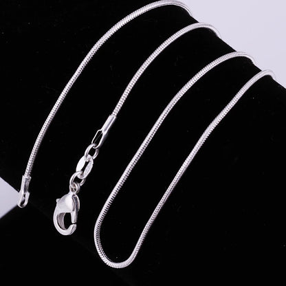 45-60cm 925 Silver 1MM/2MM/3MM solid Snake Chain Necklace For Men Women Fashion Jewelry for pendant