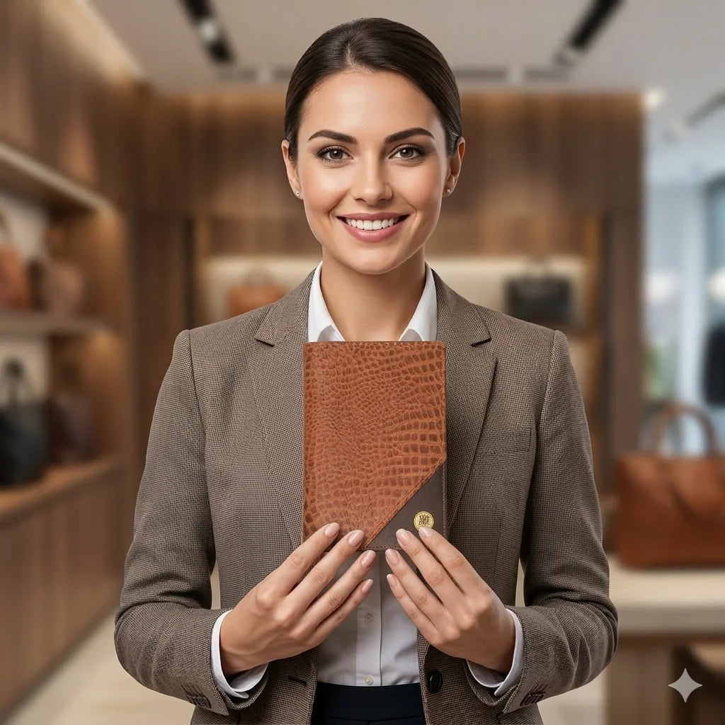 WRIZA Tan Genuine Leather RFID Protected Wallet for Men Women Trips 3 Card Sim Memory Card Slots Passport Cover for Credit Cards