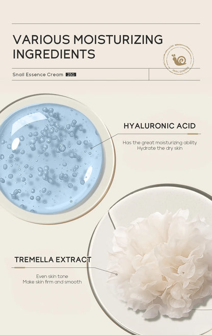LAIKOU Snail Face Cream Hyaluronic Acid Moisturizing Cream Smoothing & Nourishing Serum Day Cream for Face Skin Care Products