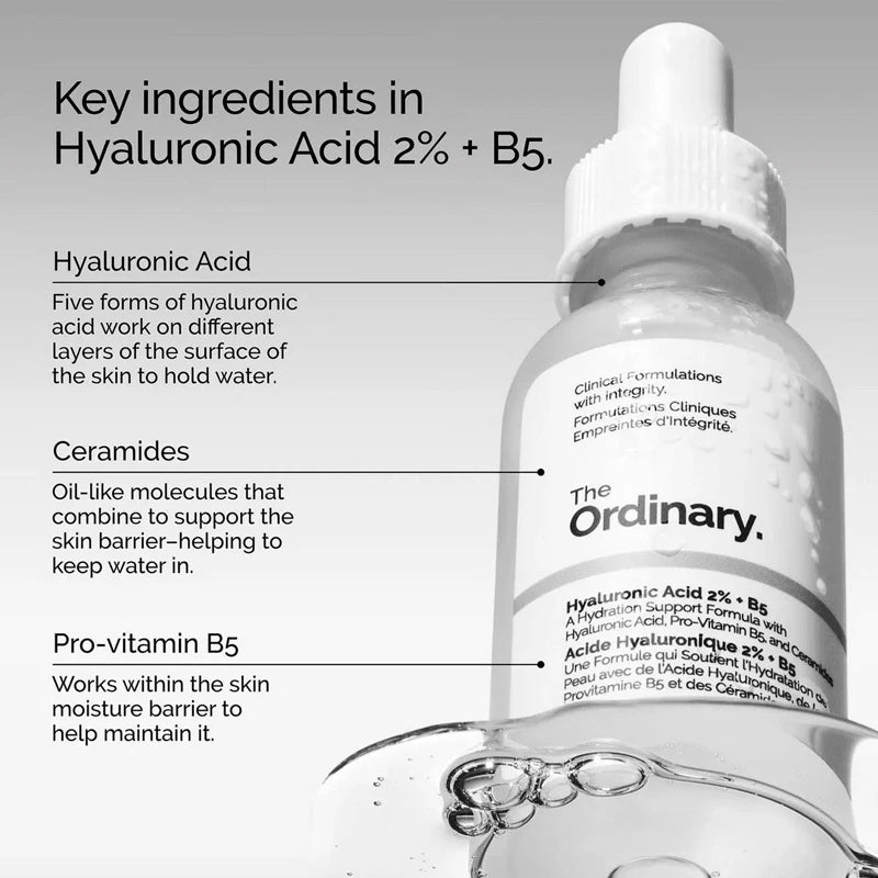 The Ordinary Hyaluronic Acid 2% + B5 A  Hydrating Support  Formula with Ultra-Pure,Vegan Hyaluronic Acid Serum Skin 30ML