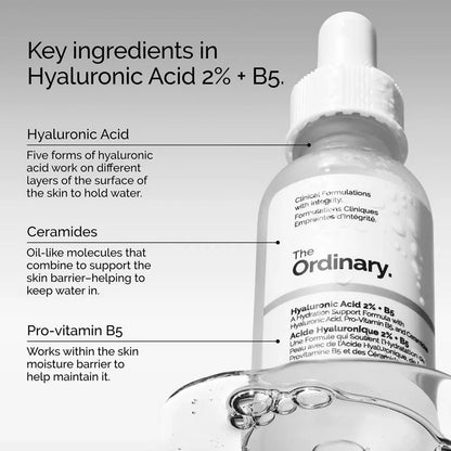 The Ordinary Hyaluronic Acid 2% + B5 A  Hydrating Support  Formula with Ultra-Pure,Vegan Hyaluronic Acid Serum Skin 30ML