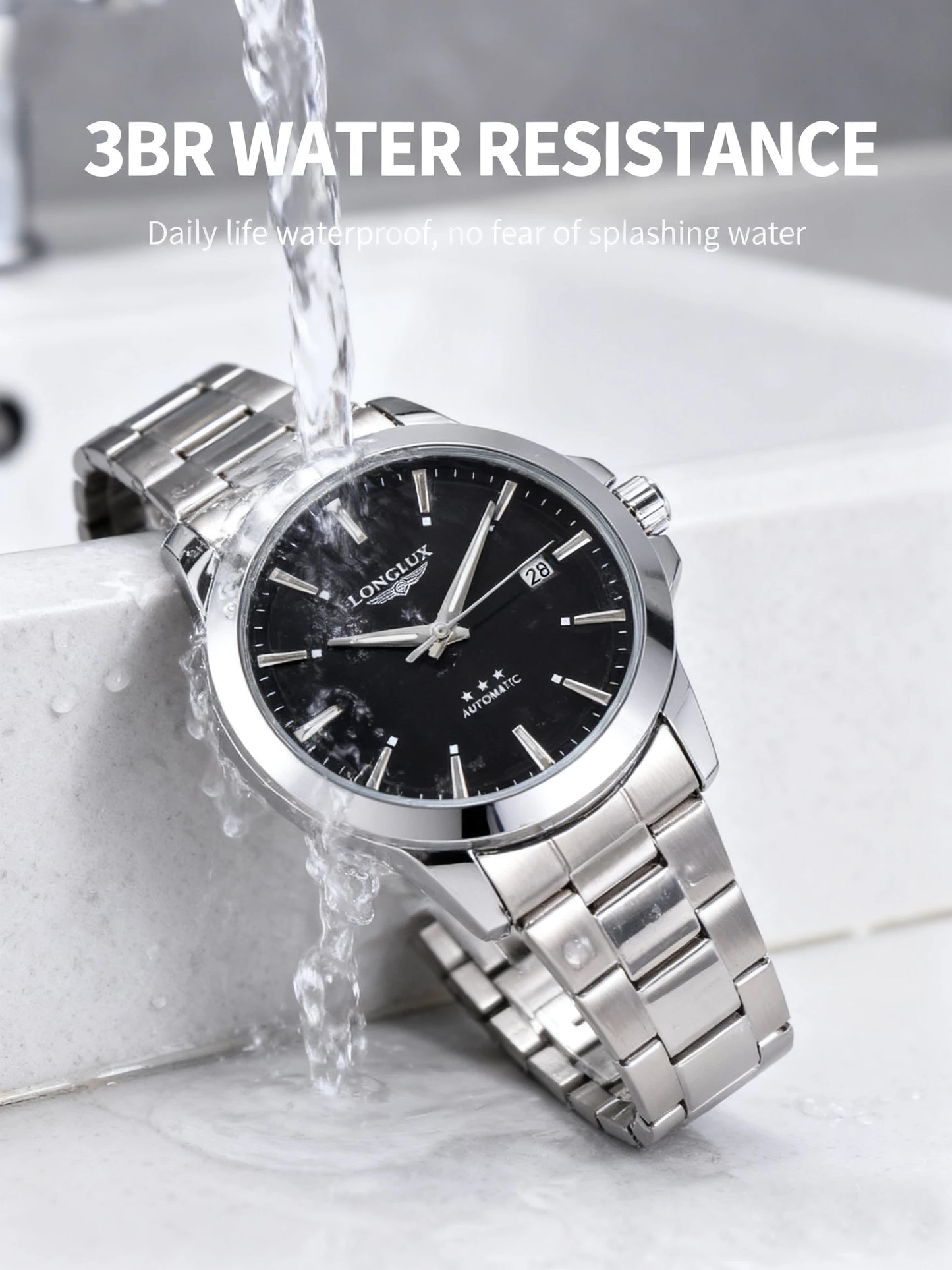 Men automatic watch business date mechanical watches waterproof stainless steel luminous minimalist gift for you