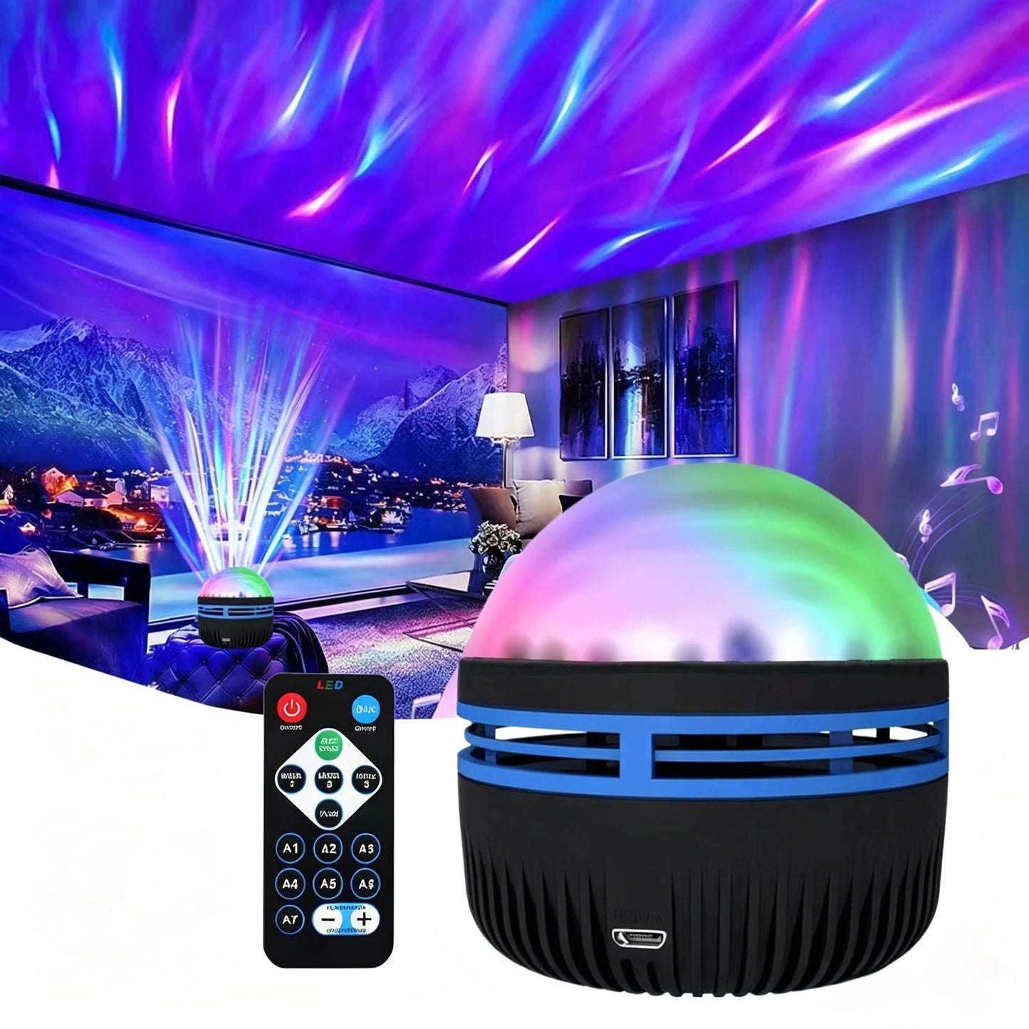 Aurora Crystal Projector Night Light with Remote Control | অরোরা ক্রিস্টাল প্রজেক্টর নাইট লাইট