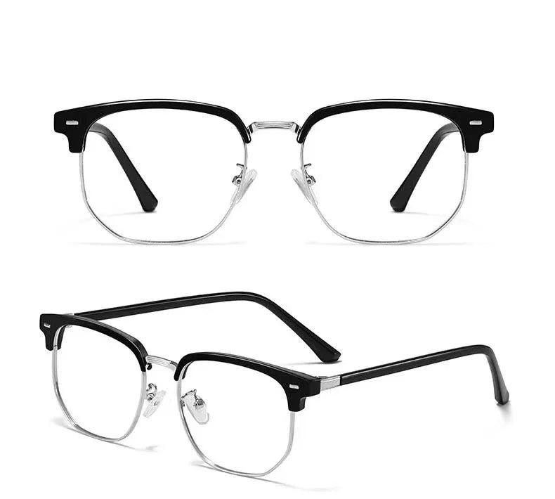 Fashion Unisex Square Plain Glasses for Men Women Metal Frame Glasses Polygon Eyeglasses Gentle Black anti Blue Light Glasses