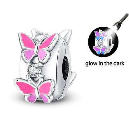 Colorful 925 Silver Plated Butterfly Zircon Charm Bead For Diy Bracelets