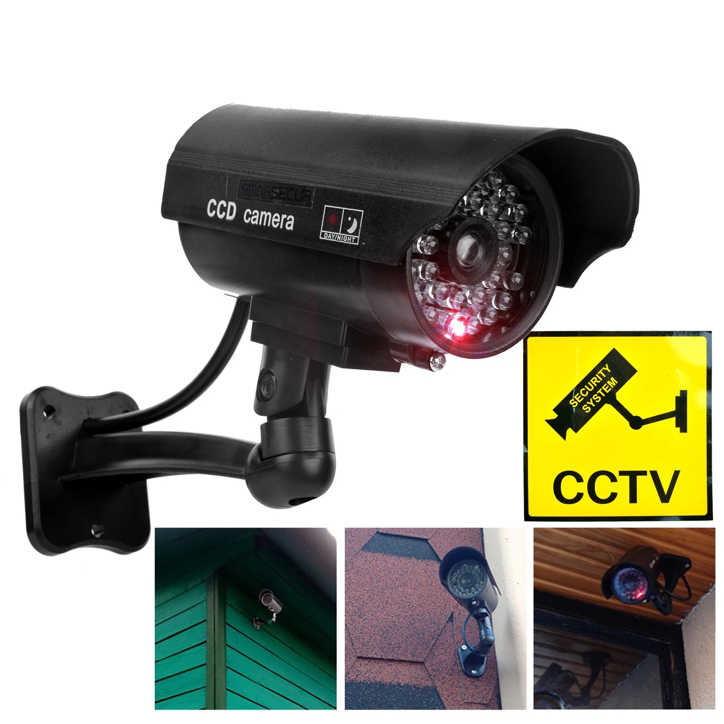 ALARMEST Fake Camera Dummy Waterproof Security CCTV Surveillance Camera With Flashing Red Led Light Outdoor Indoor
