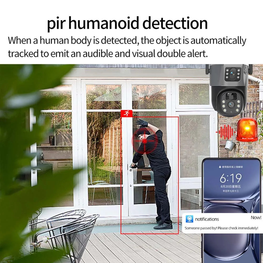 8MP 4K WiFi Solar Camera Outdoor Wireless CCTV Surveillance Camera With Solar Panel Dual Lens PTZ IP Cam Security Protection