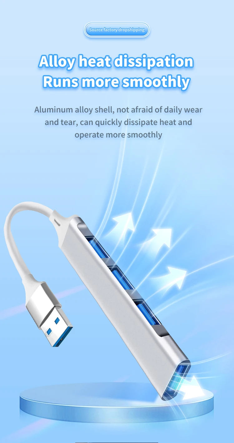 4 In 1 USB C Hub 3.0 Multiport OTG Adapter Type C Splitter For Laptop Phone