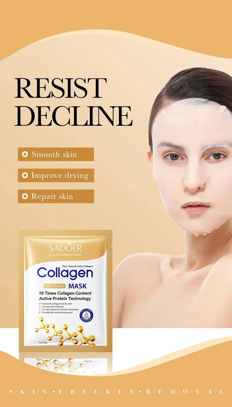5/10/20/30pcs SADOER Collagen Face Mask Firming Moisturizing Repair Brightening Skincare Face Sheet Mask Facial Masks Skin Care