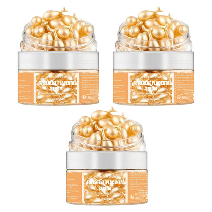 Fullerene Placenta Serum. With Elastin Vitamin E Glycerin. Firming Anti-Wrinkle Anti-Aging. Day Night Use Formula. 50 Pieces.