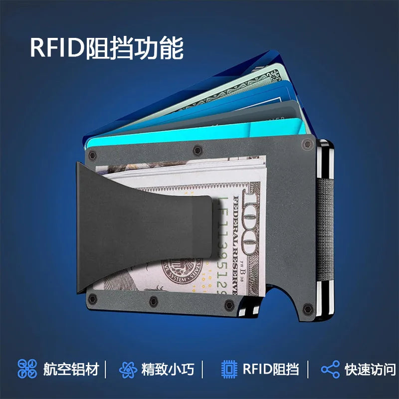 Men's Minimalist Ultra-Thin Carbon Fiber Metal Card Holder Multilingual versionRFIDAnti-theft Credit Card Holder
