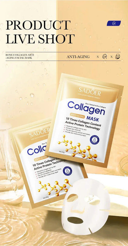 5/10/20/30pcs SADOER Collagen Face Mask Firming Moisturizing Repair Brightening Skincare Face Sheet Mask Facial Masks Skin Care