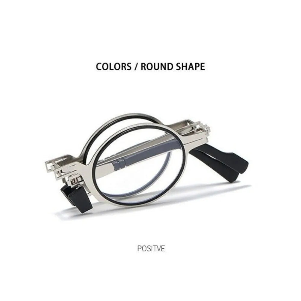 Retro Folding Reading Glasses for Men / Women Metal Frame Anti-blue Light Eyeglasses with Free Case