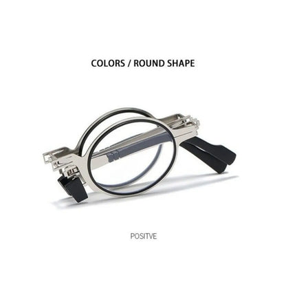 Retro Folding Reading Glasses for Men / Women Metal Frame Anti-blue Light Eyeglasses with Free Case