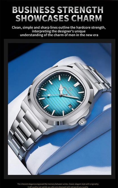 2026 New Luxury Military Man Watch Square Waterproof Luminous Date Week Men Watch Stainless Steel Quartz Men's Watches Reloj+box