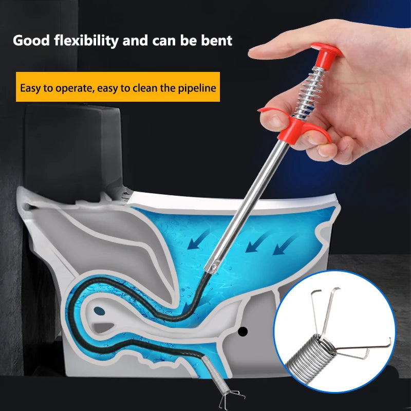 60cm Drain Snake Pipe Dredger Sink Clog Remover For Kitchen Household Use