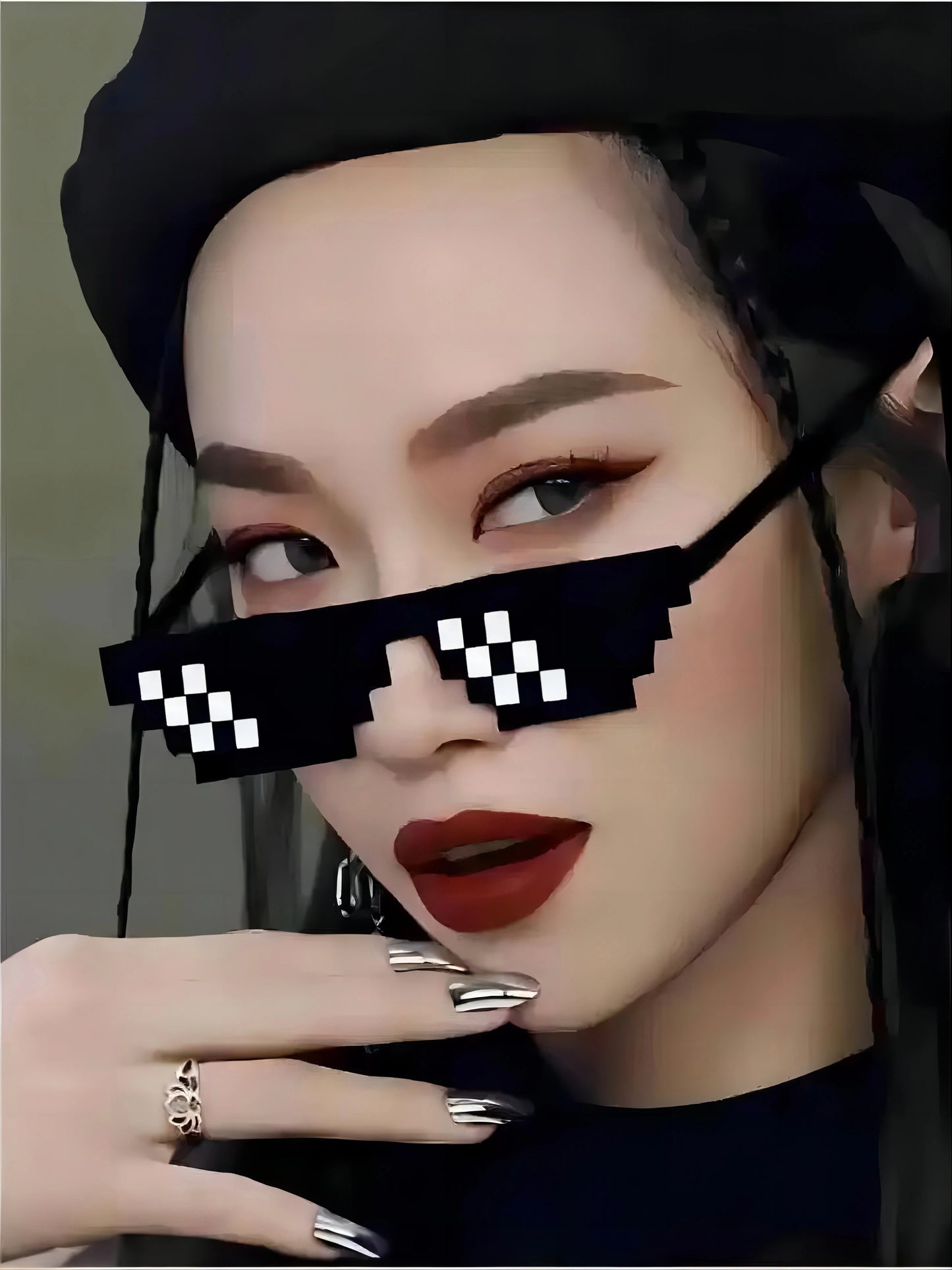 2Pcs Mosaic Sunglasses Cool Party Vintage Shades Eyewear For Men Pixelated Sunglasses Funny Women Glasses