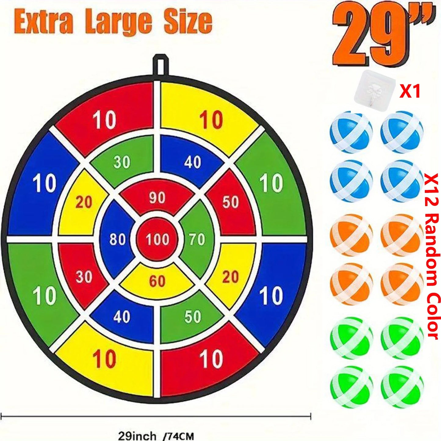 29 Inches Kids Dart Board Game Set with Stick Balls Indoor Outdoor Fun Party Game Toys for Birthday Christmas Halloween Gift