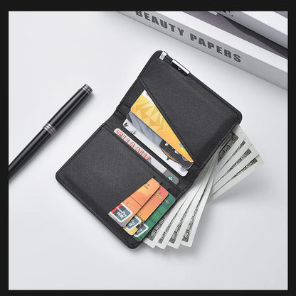 Men's Mini Ultra-Thin Vertical Style Short Wallet with Multiple Card Slots Credit Card Holder Youth Compact Wallet