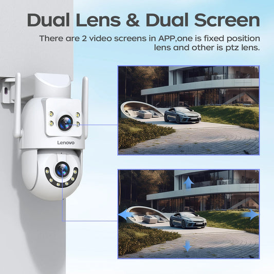 Lenovo 4K Dual-Lens WiFi PTZ Security Camera | 4K ডুয়াল-লেন্স ওয়াইফাই PTZ সিকিউরিটি ক্যামেরা