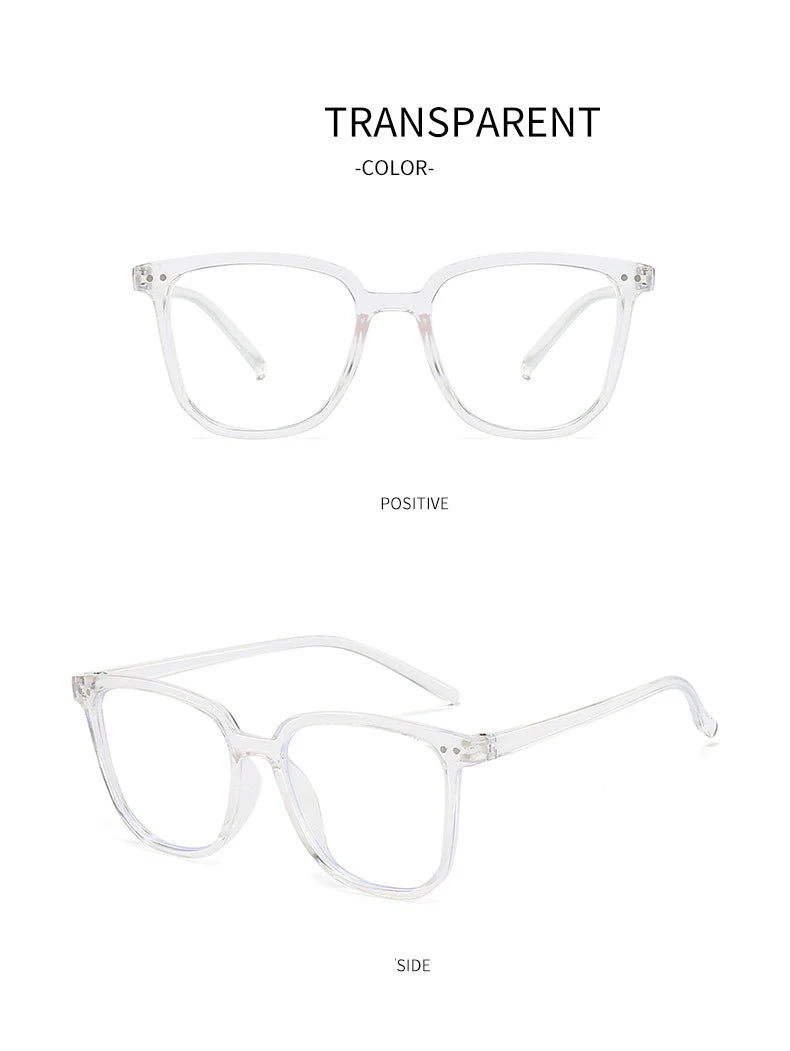 Minimalist Square Blue Light Blocking Glasses Personality Rivets Plain Face Slimming Unisex Clear Glasses 1962