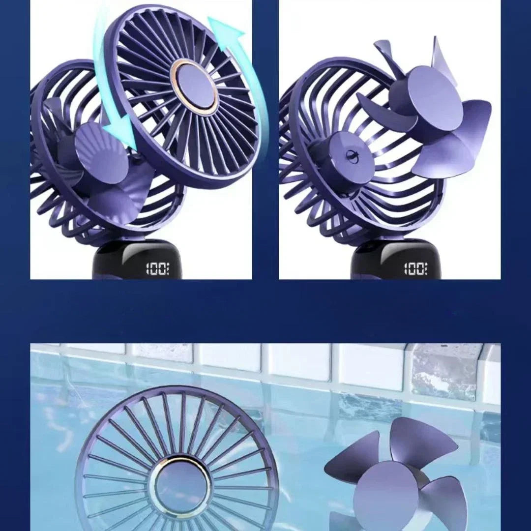 Portable Handheld Personal Rechargeable Fan LED Digital Display 90°Adjustable Rechargeable Fan , 5 Speed Wind Mini Aromatherapy