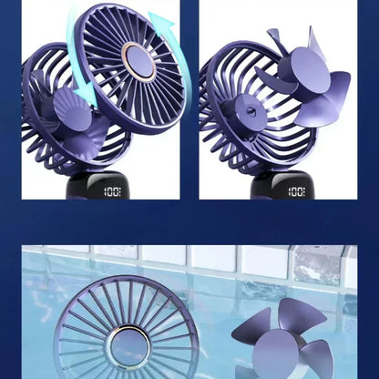 Portable Handheld Personal Rechargeable Fan LED Digital Display 90°Adjustable Rechargeable Fan , 5 Speed Wind Mini Aromatherapy