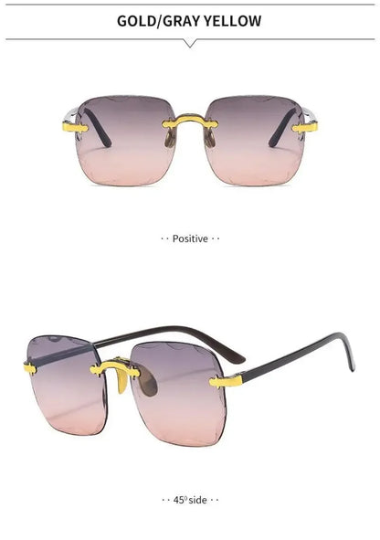 Frameless Sunglasses Y2K Gradient Fashion Korean Hip Pop Anti Ultraviolet Elegant Luxury Outdoor Travel Eyewear Women Unisex