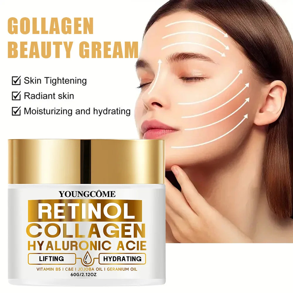 Retinol Face Cream Firming & Smoothing Moisturiser with Collagen & Hyaluronic Acid, Renewing Day Night Cream for Women & Men