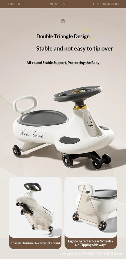 Children's Twisting Car Anti-Tip Swinging Silent Sliding Board Suitable For Boys And Girls Aged 1-8 Adults Can Sit On It
