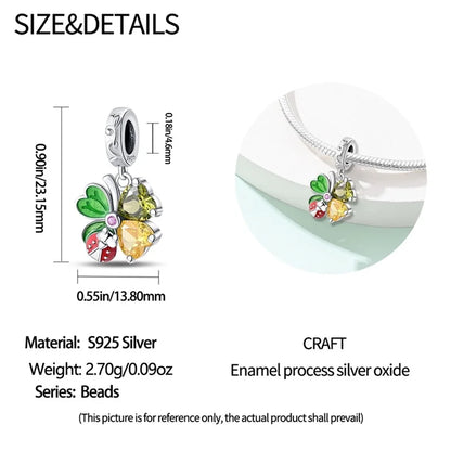 Colorful 925 Silver Plated Butterfly Zircon Charm Bead For Diy Bracelets