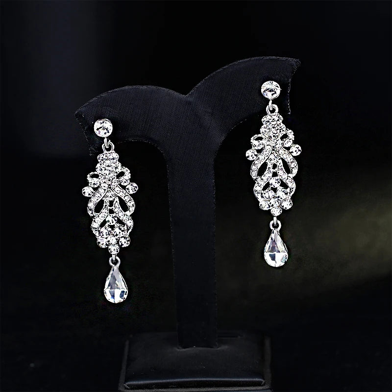 Shiny Crystal Zircon Long Stud Earrings for Women Geometric Hanging Drop Tassel Earring Fashion Party Vintage Pendant Jewelry