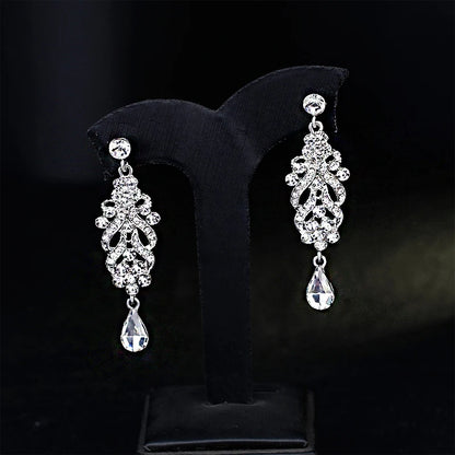 Shiny Crystal Zircon Long Stud Earrings for Women Geometric Hanging Drop Tassel Earring Fashion Party Vintage Pendant Jewelry