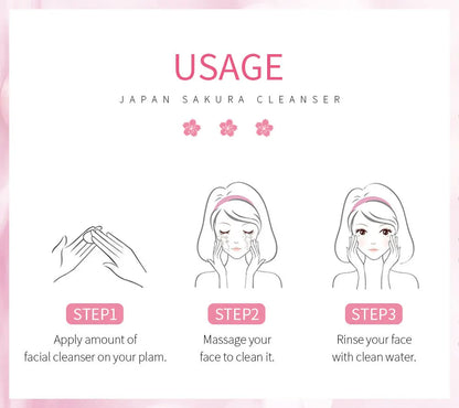 Laikou Sakura Facial Cleanser Deep Cleansing Pores Oil Control Moisturizing Brightening Face Wash Gentle For All Skin Types 50g
