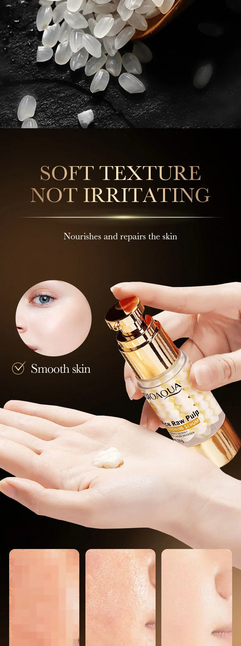 BIOAOUA Rice Paste Whitening Essence Cream Moisturizing Nourishes and Repairs The Skin, Strengthens The Skin Base