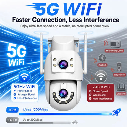 Jooan 4K 8MP HD Wifi PTZ Camera Outdoor 5G Wifi Dual Lens Security IP Cameras 5X Zoom AI Tracking ONVIF CCTV Surveillance Camera