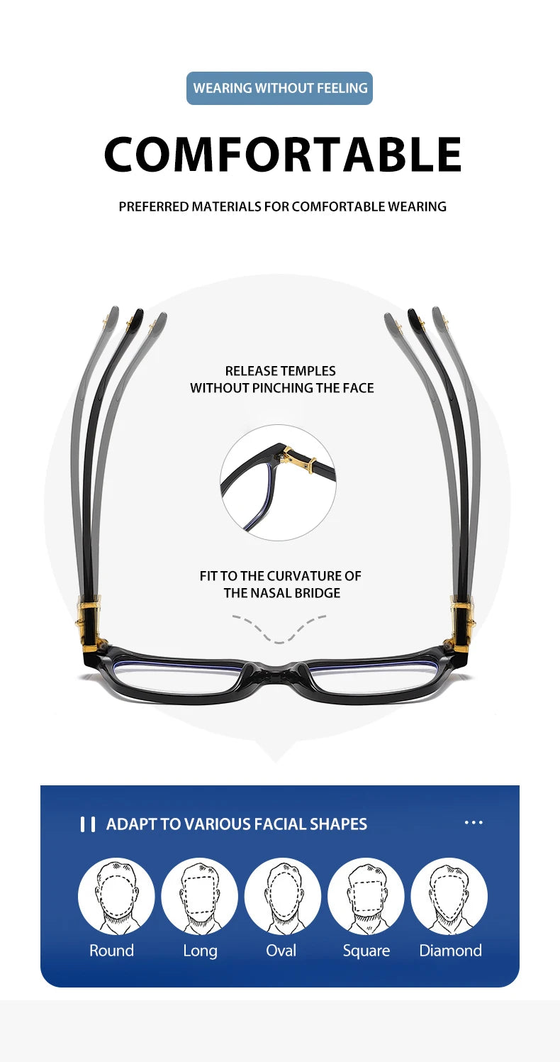 Classic 3Pcs Square Anti Blue Light Glasses For Men And Women Black & Transparent Frame Unisex Computer Wearing Women Glasses