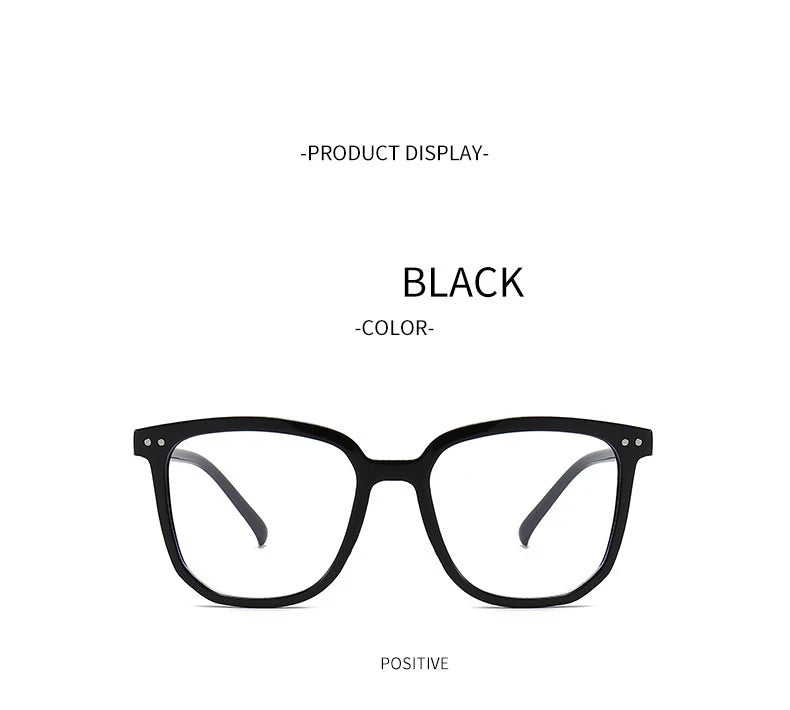 Minimalist Square Blue Light Blocking Glasses Personality Rivets Plain Face Slimming Unisex Clear Glasses 1962