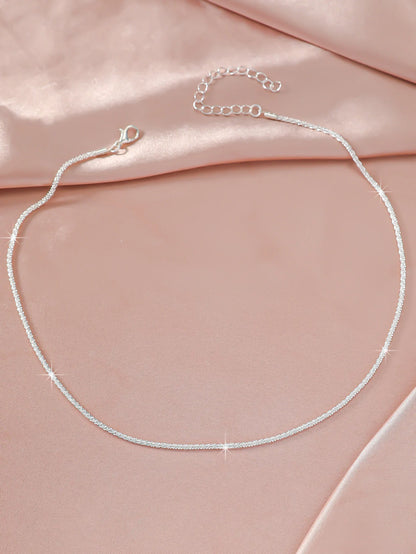 Fashion Simple Sparkling Necklace For Women Silver Color Clavicle Chain Choker Necklace Female Korean Wedding Party Jewelry Gift