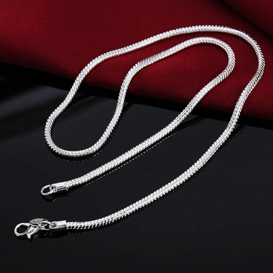 Solid 925 Silver Snake Chain Necklace For Men Women Pendant Jewelry Gift