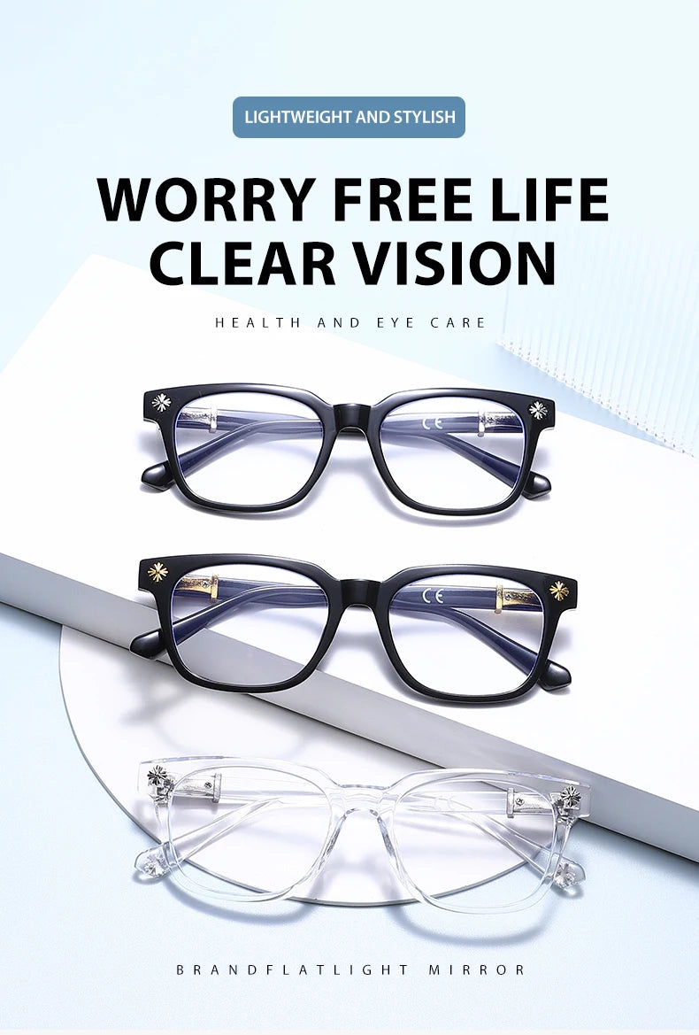 Classic 3Pcs Square Anti Blue Light Glasses For Men And Women Black & Transparent Frame Unisex Computer Wearing Women Glasses